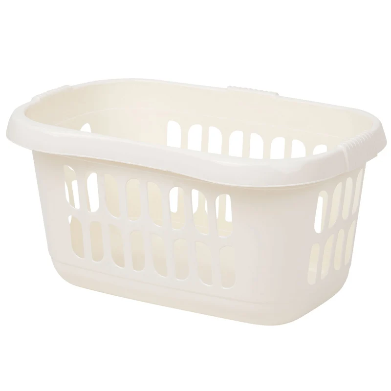 Hüft Wäschekorb 43 Liter mit 3 Griffmulden - 60x39x29 cm ergonomisch geformt - mit Löcher - Haushaltskorb Wäschesammler