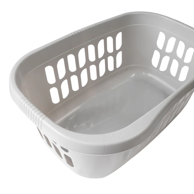 Hüft Wäschekorb 38 Liter GRAU mit 3 Griffmulden - 60x39x24 cm ergonomisch geformt - mit Löcher - Wäschesammler Wäschesortierer Wäschebox - Hipster