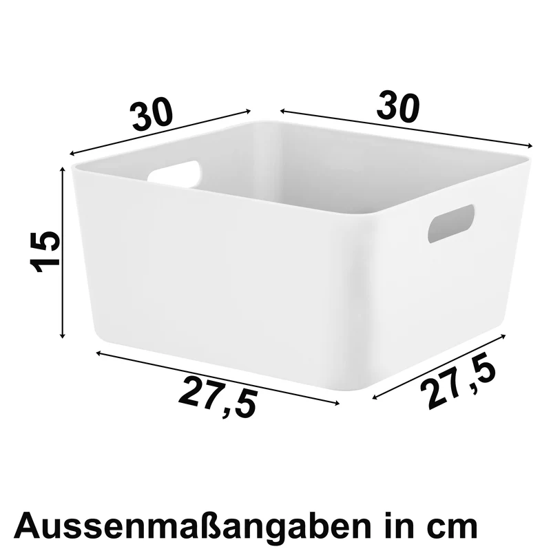 Ordnungsbox mit Beschriftungsclips - 30x30x15 cm - Ordnungskorb Ordnungssystem | Regalorganizer Wandregal Organizerbox Kunststoff Aufbewahrung Schubladenorganizer