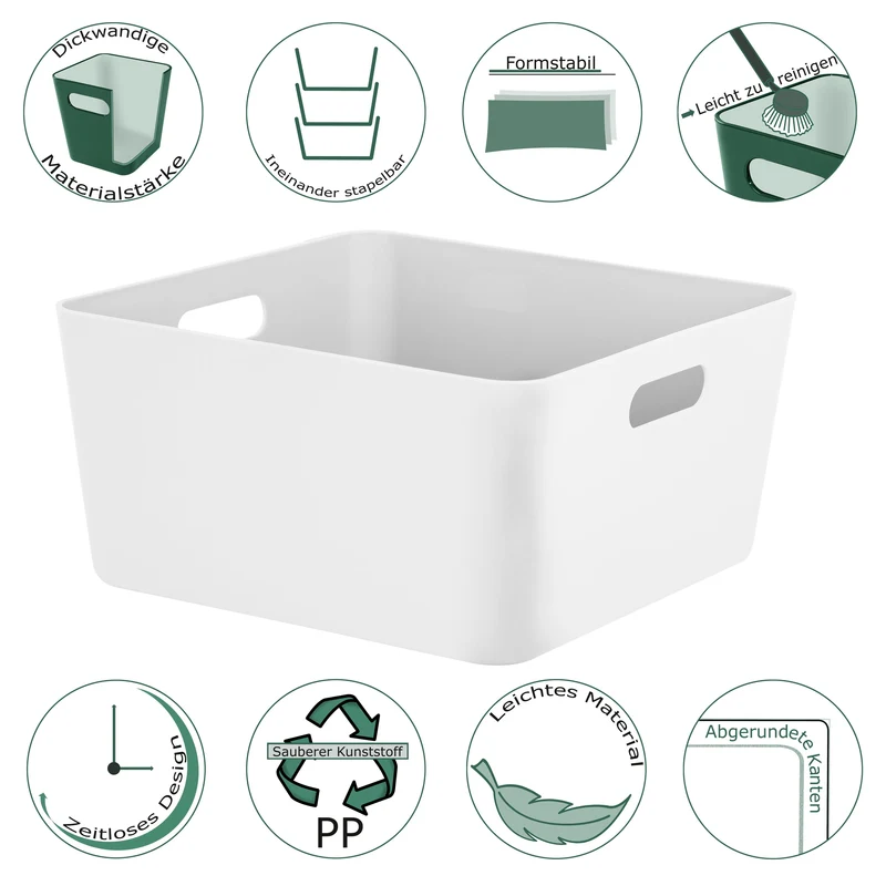 Ordnungsbox mit Beschriftungsclips - 30x30x15 cm - Ordnungskorb Ordnungssystem | Regalorganizer Wandregal Organizerbox Kunststoff Aufbewahrung Schubladenorganizer