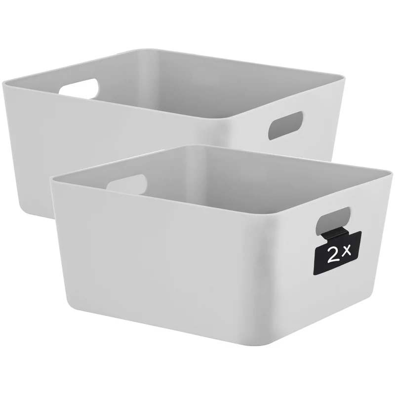 Ordnungsbox mit Beschriftungsclips - 30x30x15 cm - Ordnungskorb Ordnungssystem | Regalorganizer Wandregal Organizerbox Kunststoff Aufbewahrung Schubladenorganizer