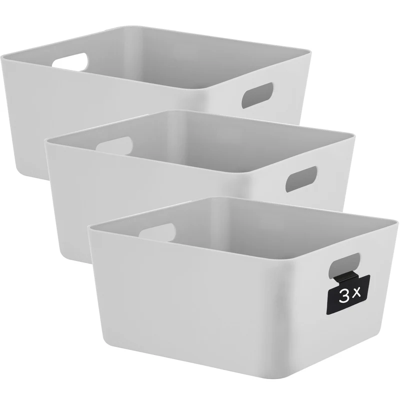 Ordnungsbox mit Beschriftungsclips - 30x30x15 cm - Ordnungskorb Ordnungssystem | Regalorganizer Wandregal Organizerbox Kunststoff Aufbewahrung Schubladenorganizer