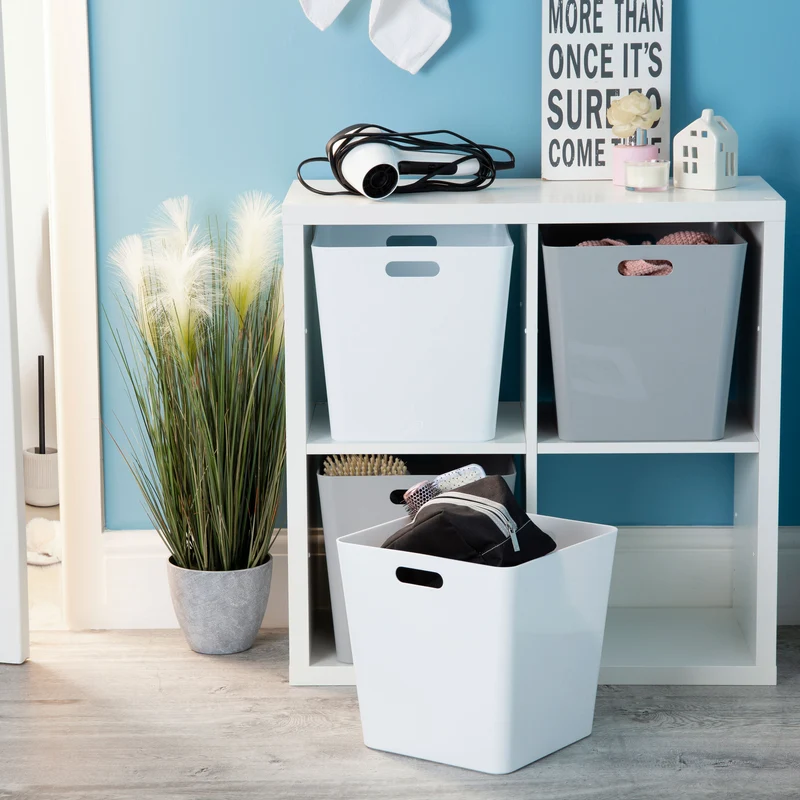 Ordnungsbox mit Beschriftungsclips 30x30x30 cm - Ordnungskorb - Regalorganizer | Wandregal Box für Würfelregal Ordnungssytem