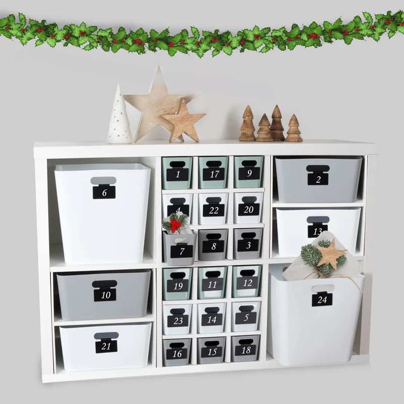 Ordnungsbox mit Beschriftungsclips 30x30x30 cm - Ordnungskorb - Regalorganizer | Wandregal Box für Würfelregal Ordnungssytem