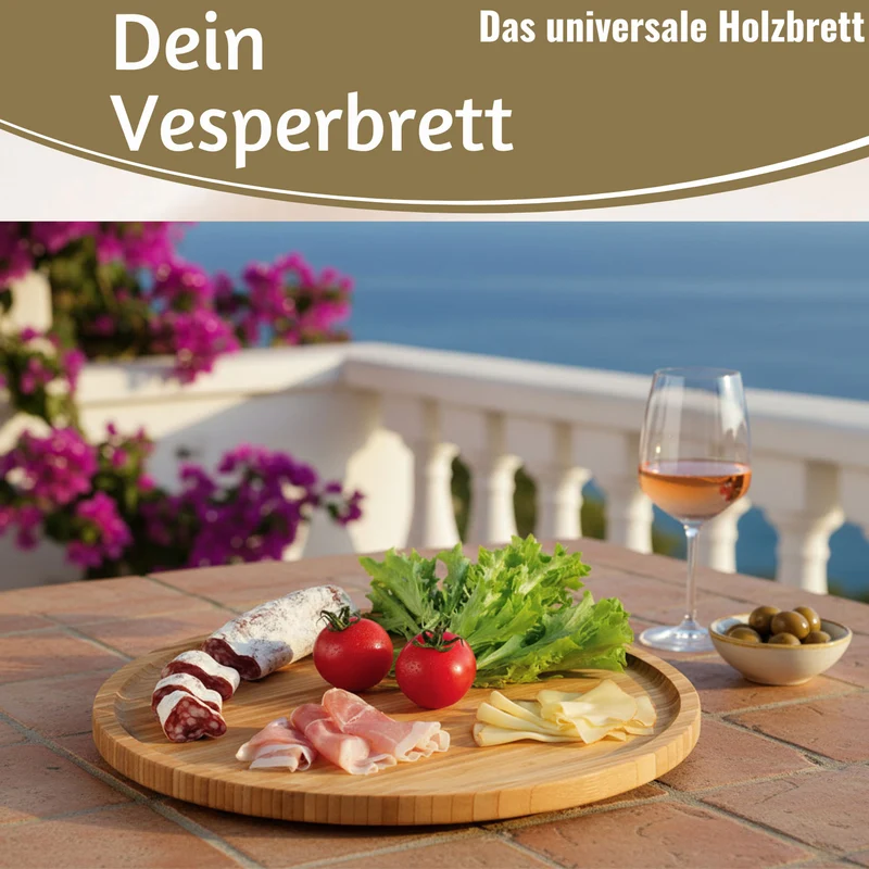XL Holz Pizzateller Servierteller 32cm Bambus Rund Schneidebrett Vesperbrett