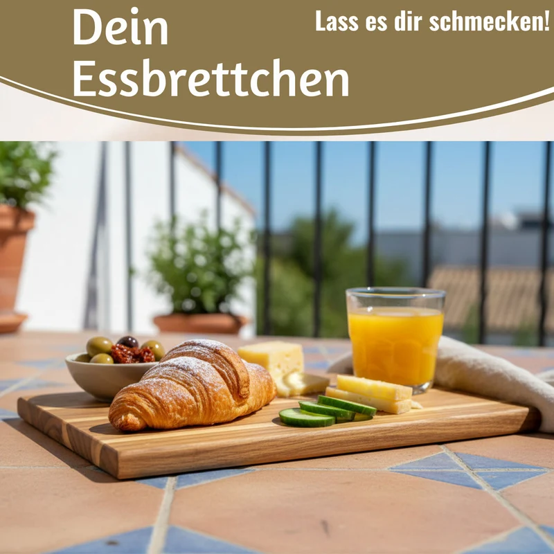 Holz Frühstücksbrett Essbrettchen 23x15cm Akazie Küchenbrett Holzbrett