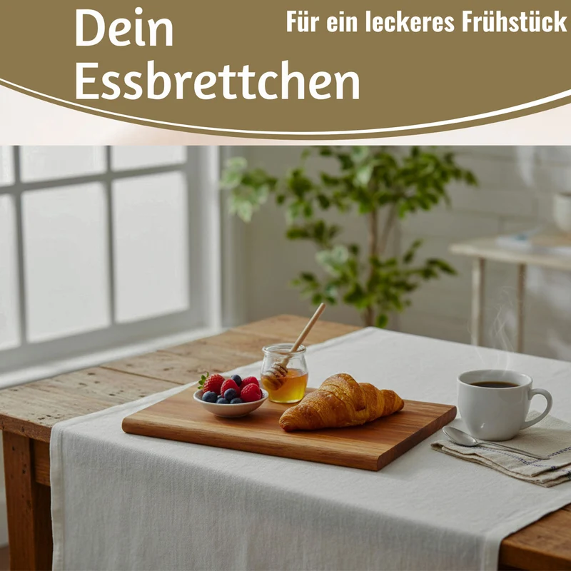 Holz Frühstücksbrett Essbrettchen 23x15cm Akazie Küchenbrett Holzbrett