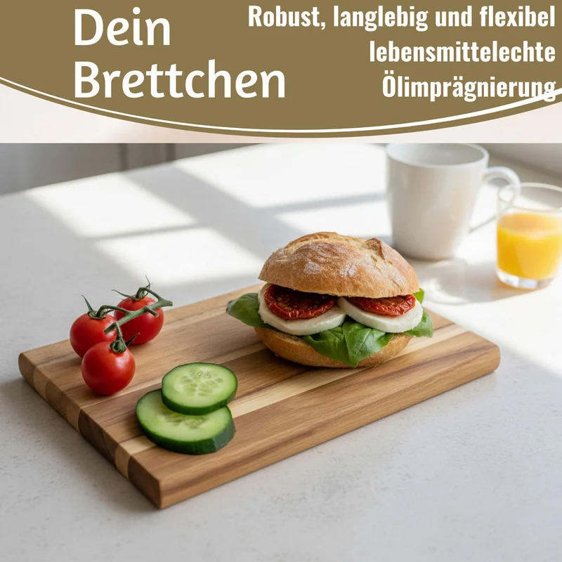 Holz Frühstücksbrett Essbrettchen 23x15cm Akazie Küchenbrett Holzbrett