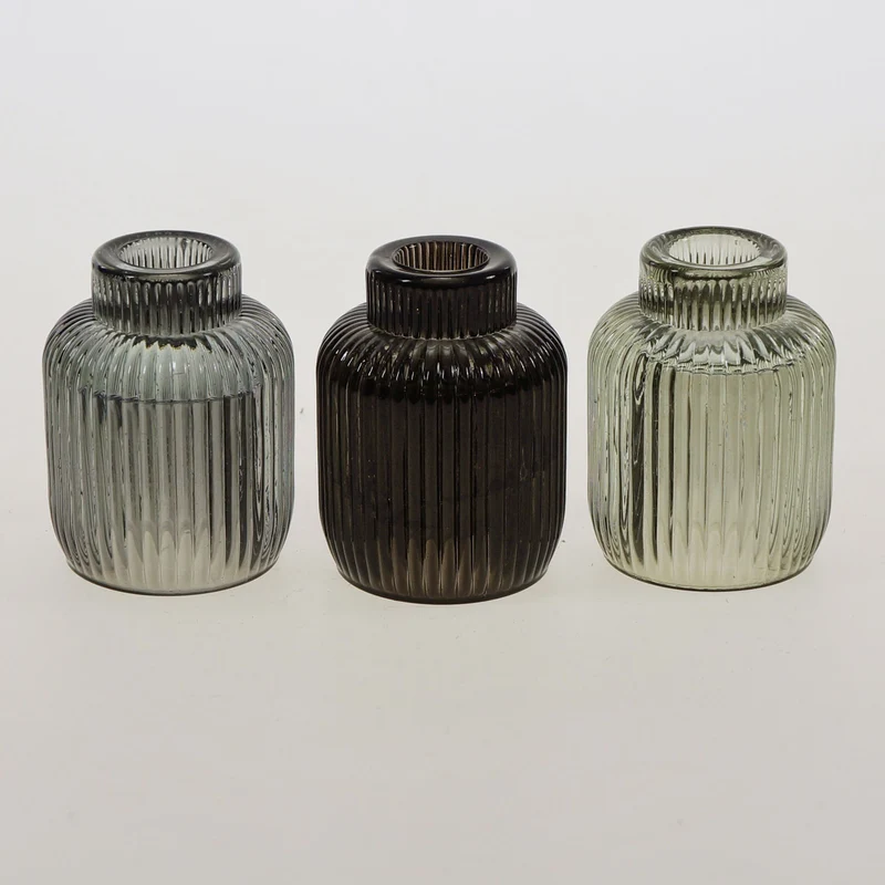 3-fach Retro Glas Teelichthalter 2in1 Stabkerzen-Kerzenhalter Teelichtglas