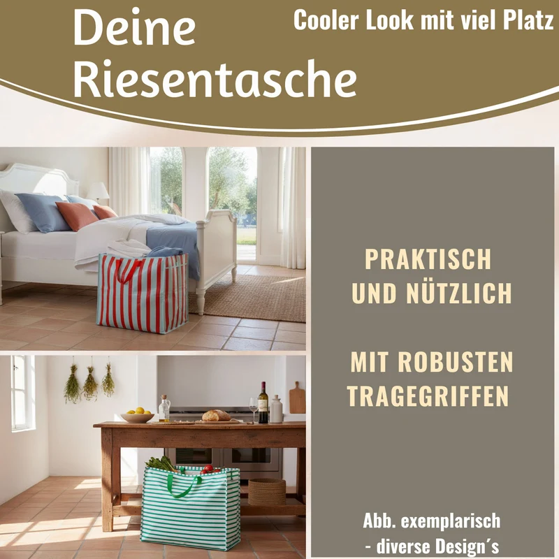 XXL Jumbo Bag Blumen 55cm Recycelt Kunststoff Aufbewahrungstasche Einkaufstasche