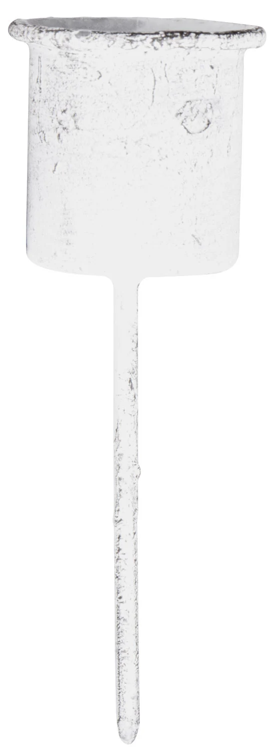 IB Laursen Metall Stabkerzenhalter Shabby Weiß 8cm Spieß Kerzenständer Kerzenstecker