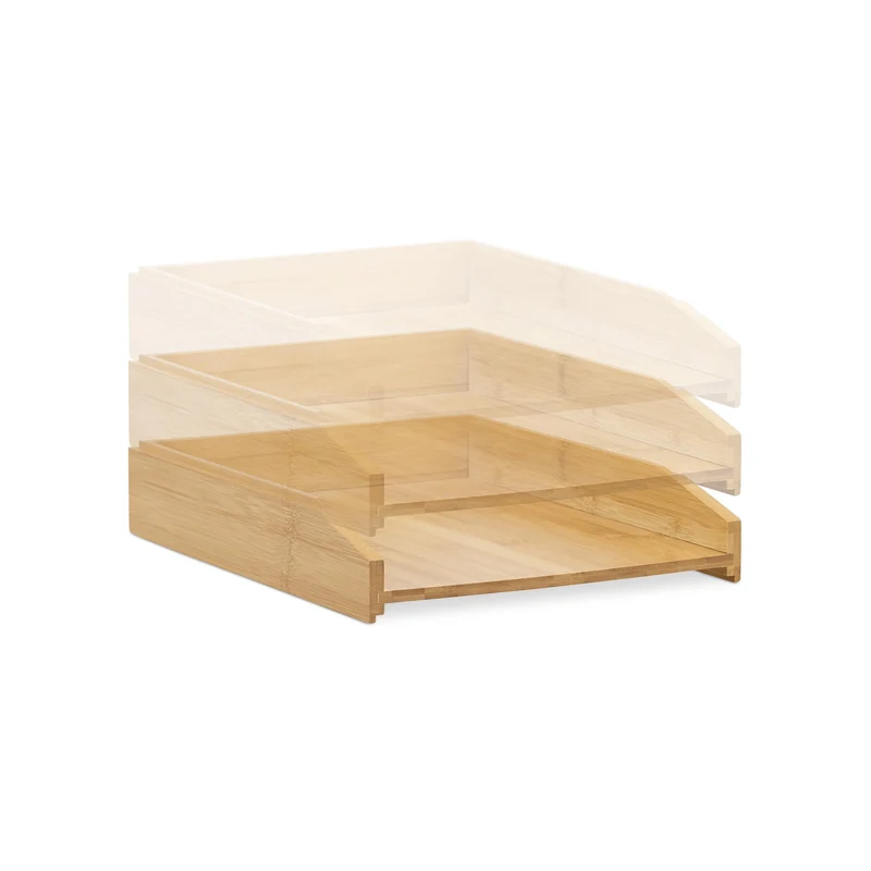 Relaxdays Briefablage 2er Set, aus Bambus, DIN A4 Größe, Natur