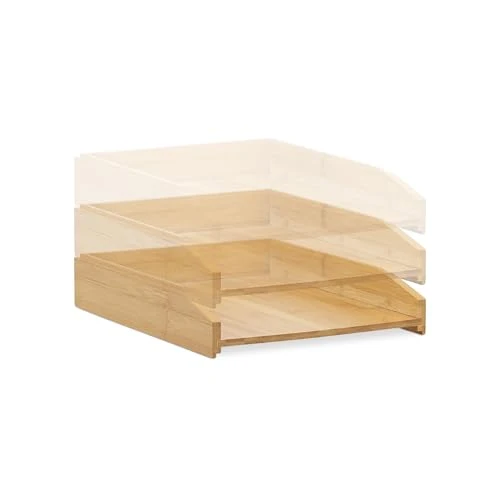 Relaxdays Briefablage 2er Set, aus Bambus, DIN A4 Größe, Natur