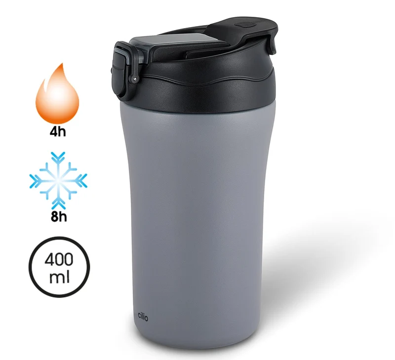 Cilio, Isoliertrinkbecher Dopppio, 400ml grigio