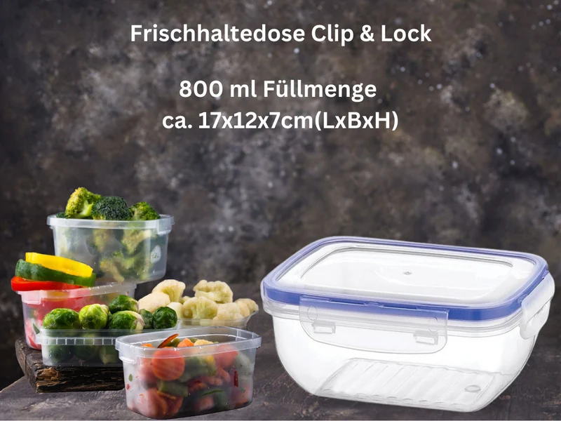 Frischhaltedose Clip & Lock 800ml mit Deckel Lebensmittel Mikrowelle Gefrierbox