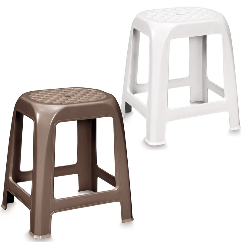Stapelbare Hocker - Sitzhocker weiß oder braun - Sitzhöhe 46 cm hoch - bis zu 100 kg Duschsitz abwaschbar