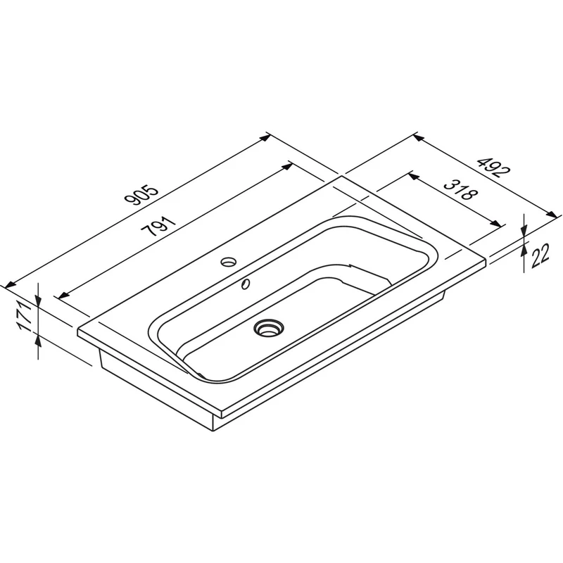 DISEGNO CERAMICA: Möbelwaschtisch LAVABO BLOB 900, Keramik, Weiß Hochglanz 87737 90,5 cm