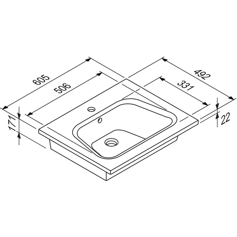 DISEGNO CERAMICA: Möbelwaschtisch LAVABO BLOB 600, Keramik, Weiß Hochglanz 87736 60,5 cm