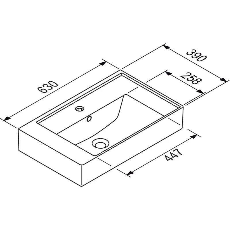 TURKUAZ: Möbelwaschtisch CUBO 63, Keramik, Weiß Hochglanz 87731 63 cm
