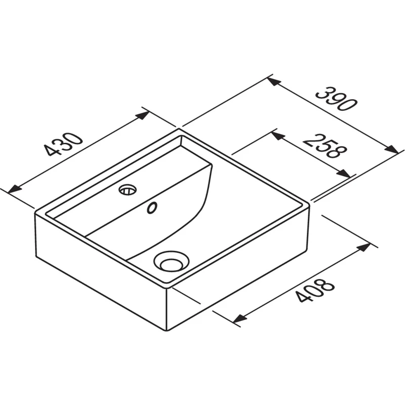 TURKUAZ: Möbelwaschtisch CUBO 43, Keramik, Weiß Hochglanz 87730 43 cm