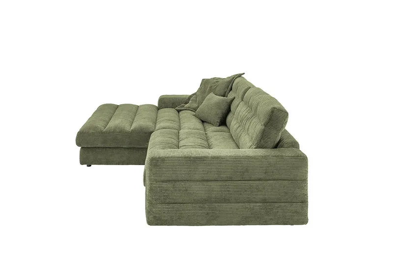 KAWOLA Sofa LANA Ecksofa Cord olivgrün
