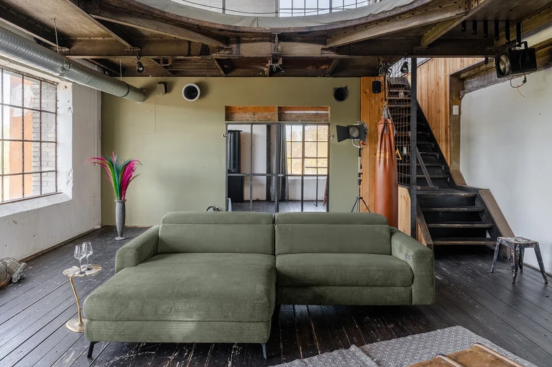 KAWOLA Sofa LAISKA Ecksofa Cord olivgrün