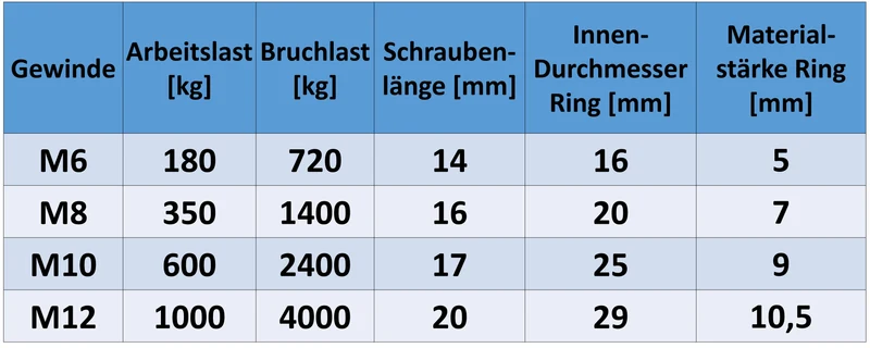Edelstahl M12x20mm Ringschraube V2A 304 Ösenschraube Traglast 1000 kg Augbolzen Augenschraube geschlossen Heberingschraube Augschraube Schraubösen Ringbolzen Ösenbolze Eye bolt Ähnlich-DIN580