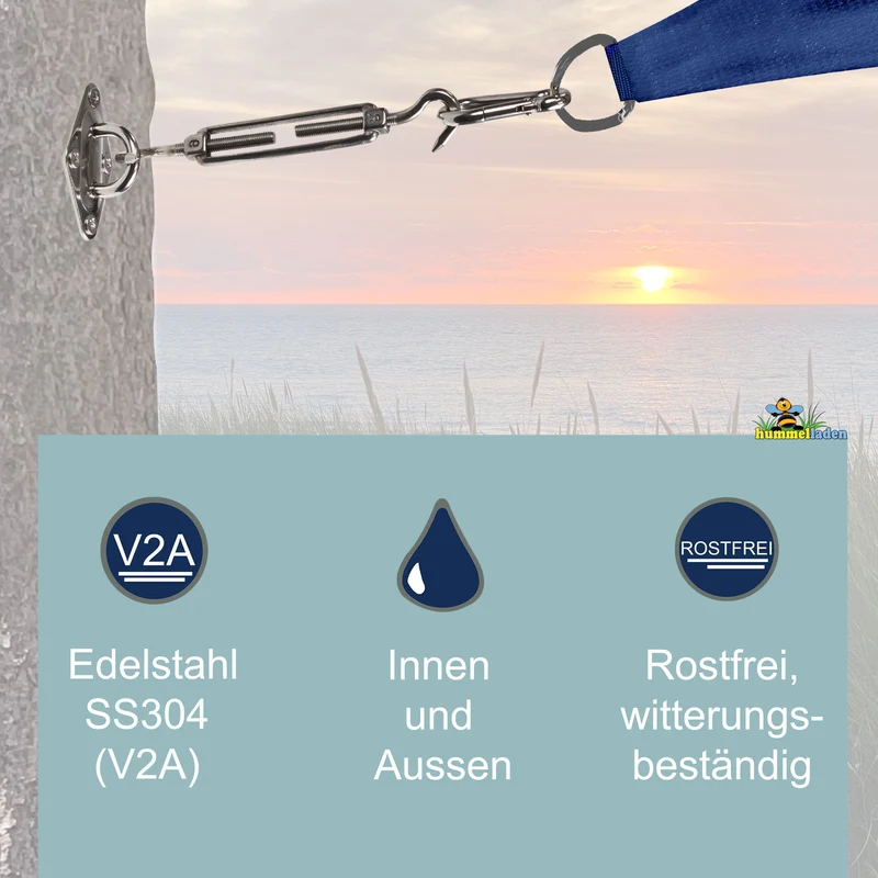 Edelstahl Sonnensegel Befestigungsset 40 Teile - V2A SS304 - Wantenspanner Spannschloss Karabiner Sonnensegelspanner Markisenbefestigung Segelbefestigung Aufhängung Augplatte Montage Set Kit Wandhalterung