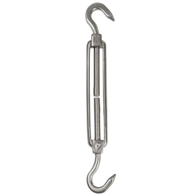 Edelstahl Spannschloss Spannschraube D-4mm - M4 - beidseitigen Haken - V2A - Seilspanner Segelspanner für Drahtseil - 10-14cm lang Wantenspanner Bruchlast 100 kg