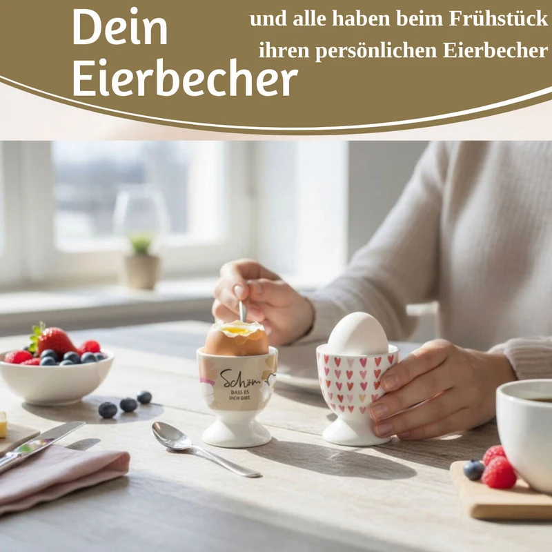 Eierbecher Echt-Gold Spruch "schön das es Dich gibt" Gute Laune Eierhalter