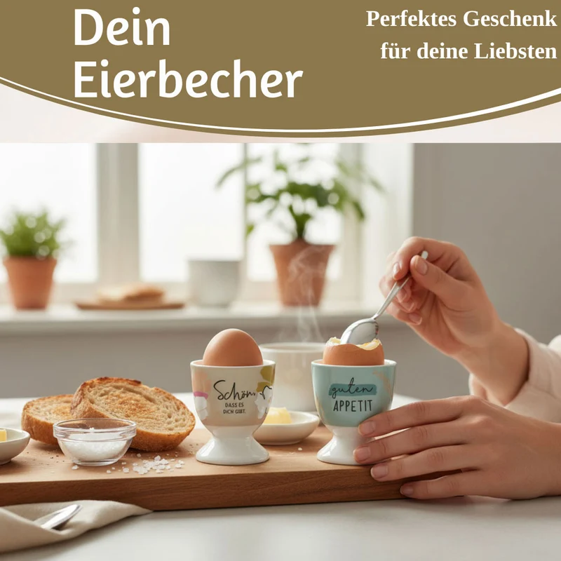 Eierbecher Echt-Gold Spruch "schön das es Dich gibt" Gute Laune Eierhalter