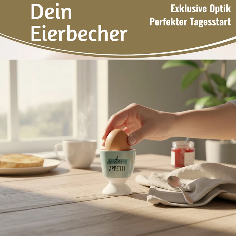 Eierbecher Echt-Gold Spruch "Guten Appetit" Gute Laune Eierhalter