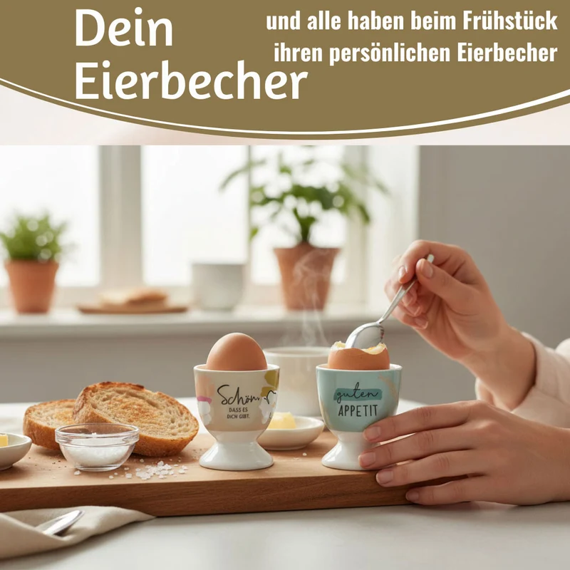 Eierbecher Echt-Gold Spruch "Guten Appetit" Gute Laune Eierhalter
