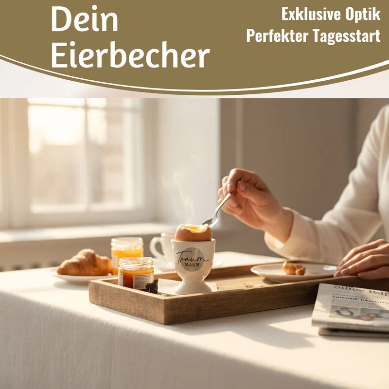Eierbecher Echt-Gold Spruch "Traummann" Gute Laune Eierhalter