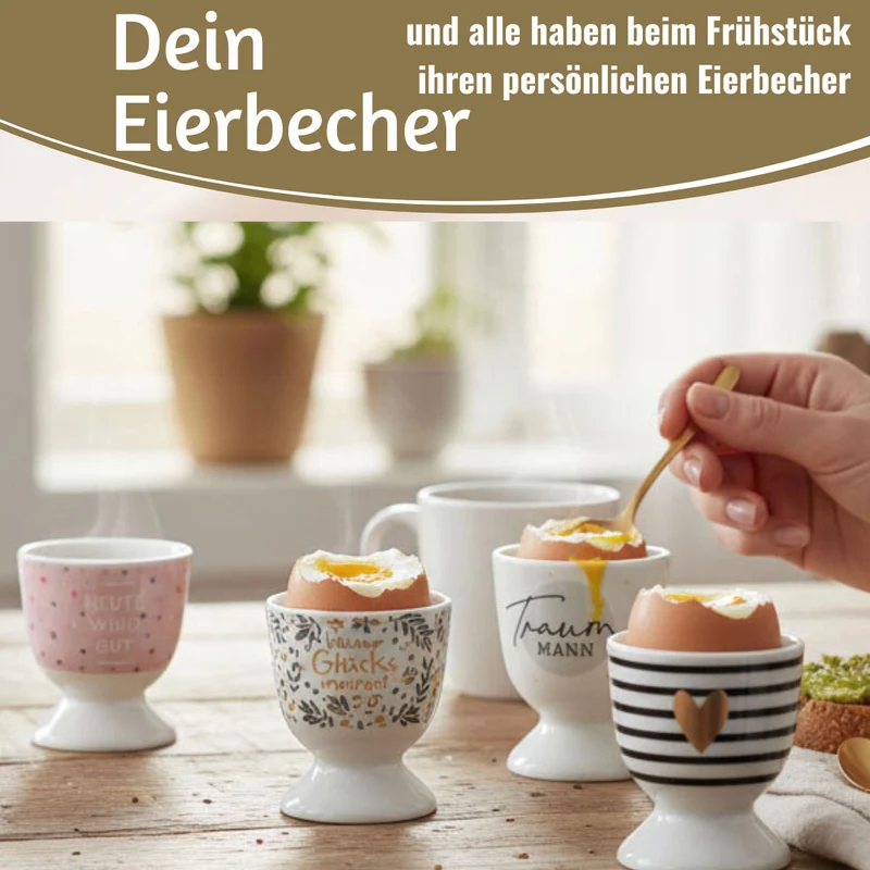 Eierbecher Echt-Gold Spruch "Traummann" Gute Laune Eierhalter