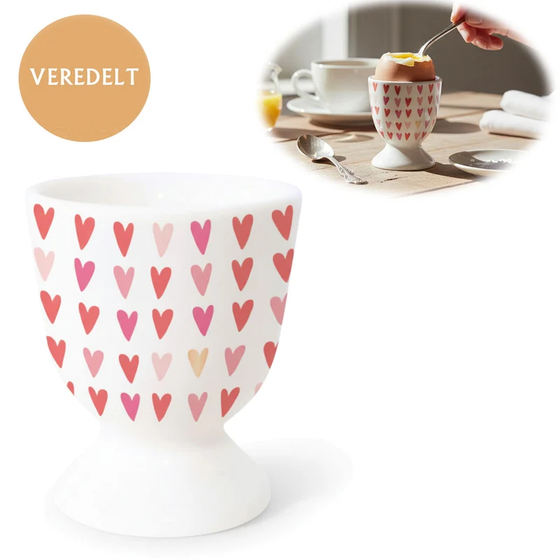 Eierbecher Echt-Gold Motiv "Herzen / Liebe" Gute Laune Eierhalter
