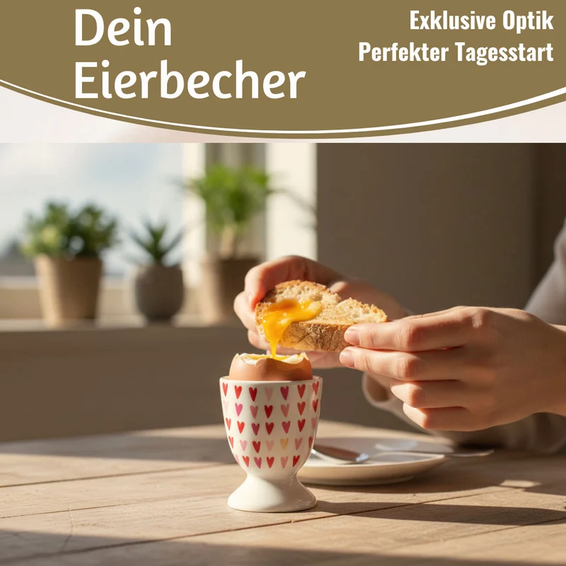 Eierbecher Echt-Gold Motiv "Herzen / Liebe" Gute Laune Eierhalter