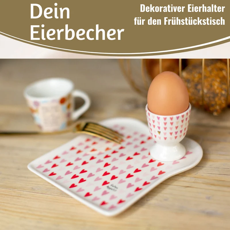 Eierbecher Echt-Gold Motiv "Herzen / Liebe" Gute Laune Eierhalter