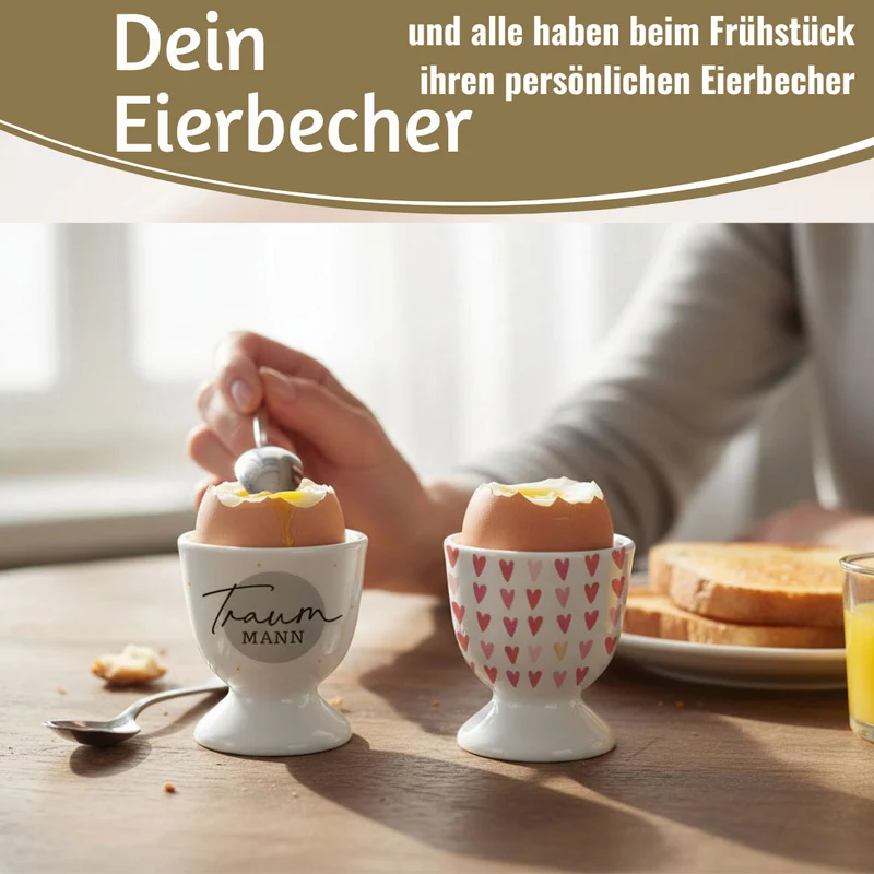 Eierbecher Echt-Gold Motiv "Herzen / Liebe" Gute Laune Eierhalter
