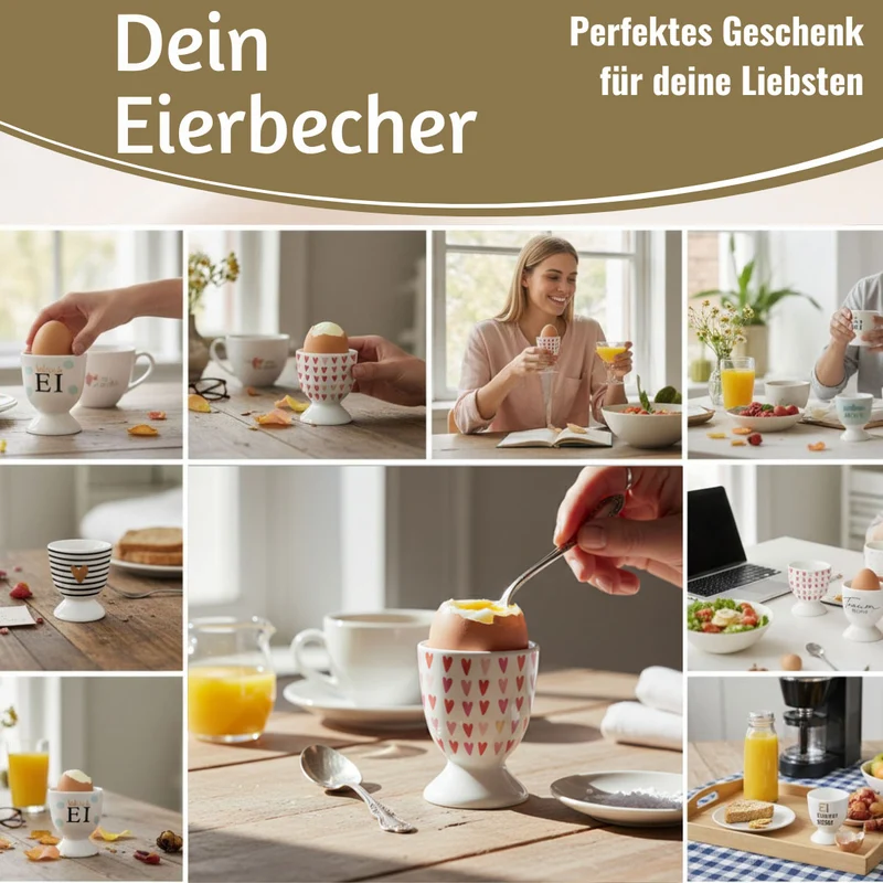 Eierbecher Echt-Gold Motiv "Herzen / Liebe" Gute Laune Eierhalter