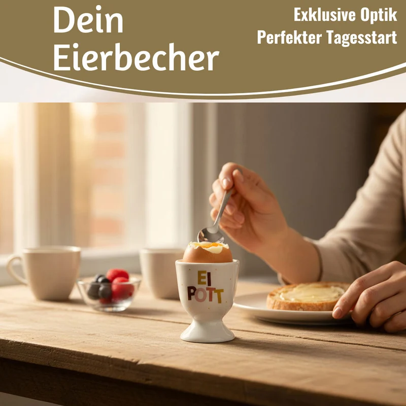 Eierbecher Echt-Gold Spruch "Ei Pott" Gute Laune Eierhalter