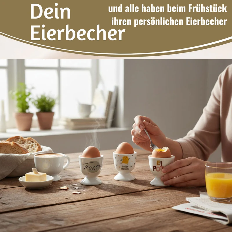 Eierbecher Echt-Gold Spruch "Ei Pott" Gute Laune Eierhalter