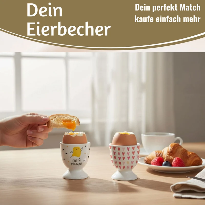 Eierbecher Echt-Gold Spruch "Guten Morgen" Küken Gute Laune Eierhalter