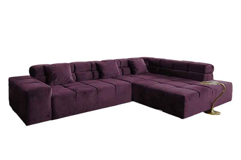 KAWOLA Sofa NEVADA Ecksofa Velvet purple