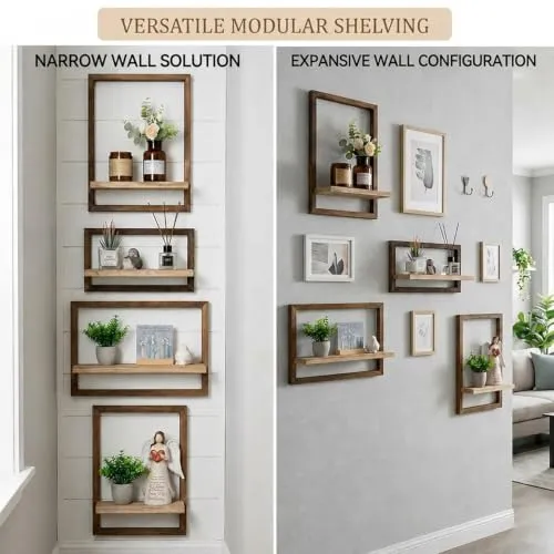 Wandregal Holz Rustikal Wanddeko Quadratische Schweberegale