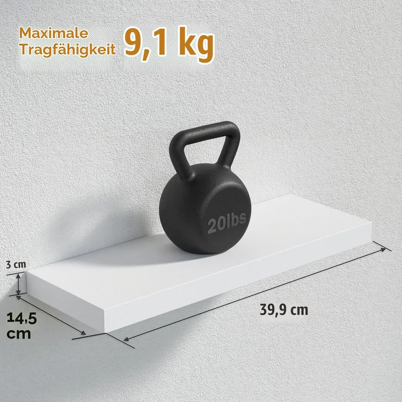 RICHER HOUSE Wandregal Weiß 40 cm, 4er-Set Schweberegal aus MDF Holz