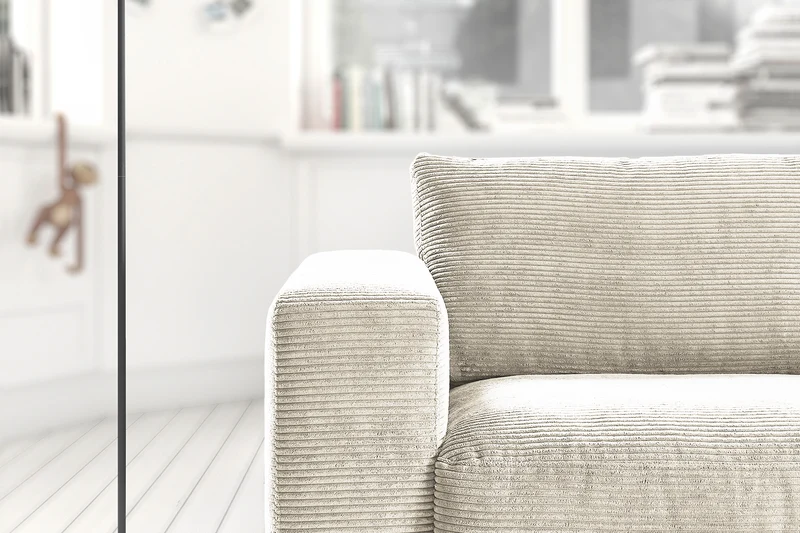 KAWOLA Sofa MADELINE 2-Sitzer Cord cremeweiß