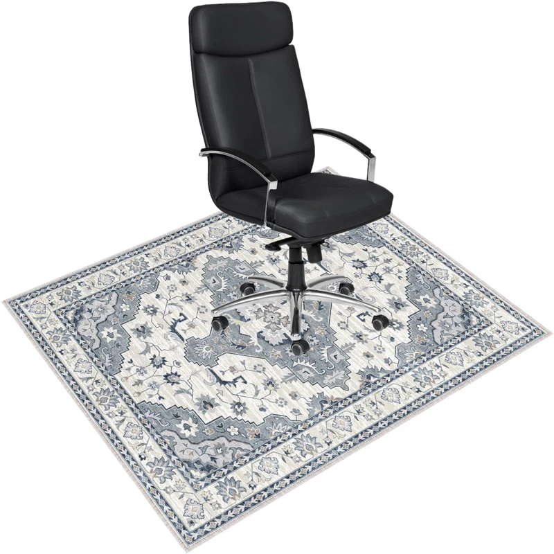 Bodenschutzmatte Bürostuhl 90X120 cm: Luxuriöse Bedruckter Stoff Bürostuhl Unterlage für Parkett und Hartböden, Mehrzweck Schreibtischstuhl Unterlage für zu Hause und im Büro (Grau, 90 x 120 cm)