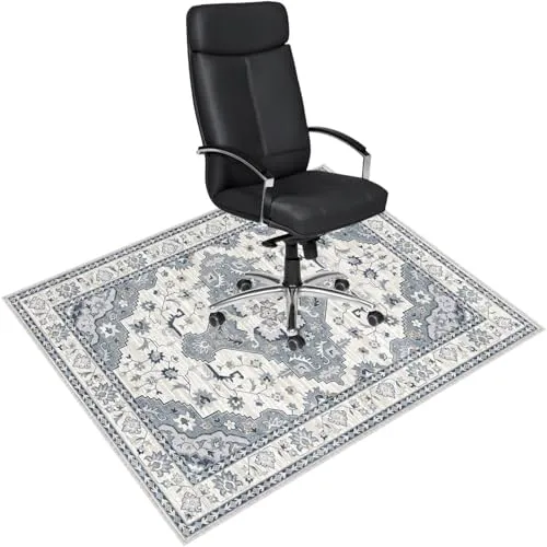 Bodenschutzmatte Bürostuhl 90X120 cm: Luxuriöse Bedruckter Stoff Bürostuhl Unterlage für Parkett und Hartböden, Mehrzweck Schreibtischstuhl Unterlage für zu Hause und im Büro (Grau, 90 x 120 cm)