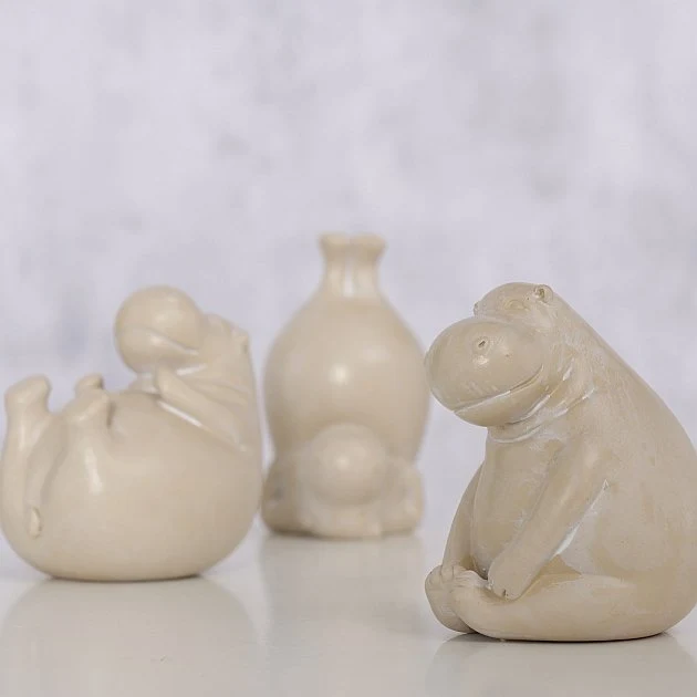 3 Yoga Deko-Figur Set Hippos 7cm Skulptur Gymnastik Feng Shui Deko-Objekt